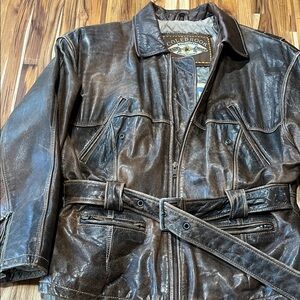 Coleman Rich Brown Leather Jacket with Belt